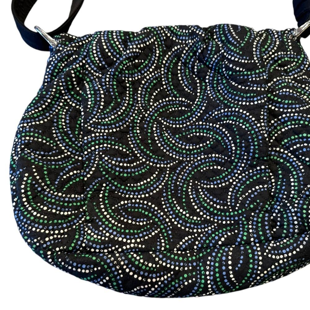 Vera Bradley Hadley Crossbody Bag with Kiev Swirls Black/Green Adjustable Strap - Picture 2 of 9
